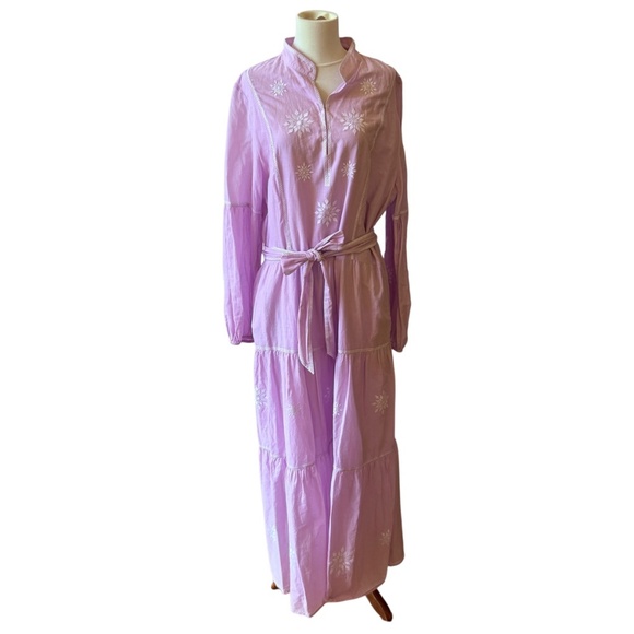 SOLD NICOBLU JACARANDA MAXI DRESS TIERED EMBROIDERED PRAIRIECORE COTTAGECORE L - Picture 2 of 12